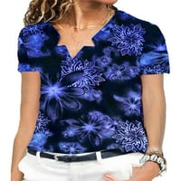 Bomotoo dame majica V izrez TEE kratki rukav majica Bohemian Ljetni vrhovi Loungewear Tunic Bluza Plava