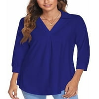 Žene vrhove rupeve bluza V izrez košulja Plaža Tunika Plaža Royal Blue XL