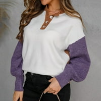 Riforla ženski modni patchwork džemperi dugih rukava labav gumb vrhovi pulover pletene skakač vrhunske