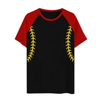 CLlios bejzbol mamine majice za žene Ispis majica kratkih rukava Casual Crew Neck Ljeto Top Patchwork