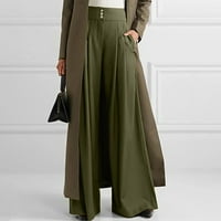 Odjeća za zimsku vježbu za žene Ženska modna casual puna duljina labave hlače Čvrste visoke pantalone