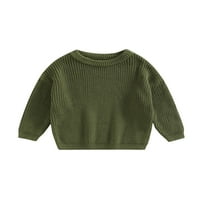 Diconna Toddler Kids Baby Girls Boys Okrugli džemperi s dugim rukavima Jednobojni ubojni pulover Zelene 4 godine