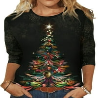 Capreze Dame Santa Claus Ispisana majica Merry Christmas Tree ispisivanje T Majica Sport Tunic Bluza