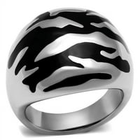 Ženski polirani prsten od nehrđajućeg čelika sa epoksidom u jet - veličini 8