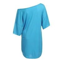 Miluxas Solid Plus Veličina haljina za čišćenje Žene Okrugli vrat Ljeto Ležerne prilike kratkih rukava Srednja klasa Blue 12