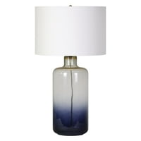 Kolekcija home potpisa 28 Plava ombre staklena stolna svjetiljka s bijelim nijansom bubnja
