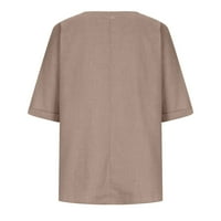 Ljetne ženske pamučne majice labavo fit casual dugih rukava V V izrez Prednji križ Henley T-majice Trendy