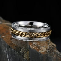 Yazi Intertwine Spinner Prsten od nehrđajućeg čelika Prsten za prsten za prsten za muškarce Crni plavi