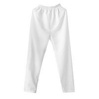 Muške modne pune boje pamučne casual elastične hlače za struk bijeli XL