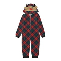Dezsed podudarajuće porodice Onceies Pijamas setovi Božić PJ-a sa štampanim kućnim habanjem kapuljača pidžama Kids Tumpsuit crveni 3T