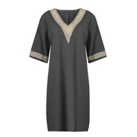 Haljine za žene Ležerne prilike, Ljetne haljine, V-izrez Čvrste haljine kratka haljina, siva, s