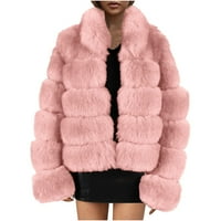 Zimski kaputi za žene Zpanxa Žene Solid Boja dugih rukava Shaggy Revel Fau fur kaput, topla kratka jakna