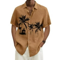 Tobchonp Muška košulja Ljetna kokosova kokosova košulja za muškarce pamučne prozračne muške bluze kratkih