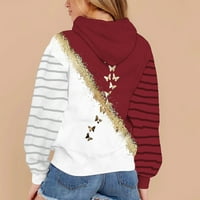 Ženske dukseve - Pocket CrckString dugih rukava Pulover pulover i predmeti Jesenski kapuljač Crveni
