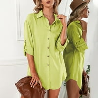 Ženske oblače V-izrez Mini modni mini tiskani rukav ljetni haljina Fluorescentna zelena 3xl