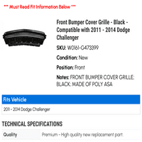 Prekrivač za prednji branik - crna - kompatibilna sa - Dodge Challenger 2013