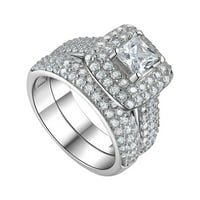 Wozhidaoke prstenovi za žene Postavljeni par Princess Square Diamond set prstena modni angažman za vjenčanje
