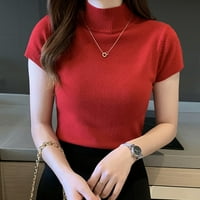 Crvene majice za ženska modna ljetna casual o-izrez Majica s majicom kratkih rukava