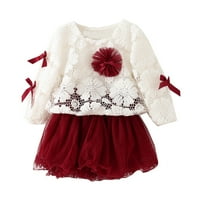 Durtebeua Outfits za djevojčice Djevojke dugih rukava TOP & FLARE suknja Set dječje odjeće 12-mjeseci