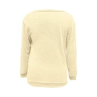 FVWitlyh krem ​​džemper ženski prevelizirani džemper za posade za kockice za dugi rukav u obliku dugih