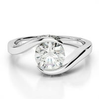 Harry Chad Enterprises 2. CT pjenušava okrugli dijamantni prsten za vjenčanje, 14k bijelo zlato - veličina 6.5