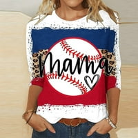 Košulje za žene Plus veličina Moda Tri četvrtine rukava retro Thirts okrugli vrat Baseball Print Teses,