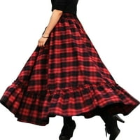 Glookwis HOGE SQUIAS LONG suknja Flowy Maxi suknje Elegantne labave ljuljačke rubu crveno 3xl
