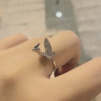 Duhgbne Fashion Jug Korean Style Jednostavan visokokvalitetni dijamantski umetnuti leptir prsten ženska