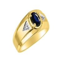 * Rylos klasični muški plavi safir i dijamantni prsten - septembar roštilj *; 14k žuto pozloženo srebro