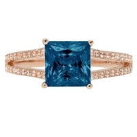 2. CT sjajna princeza Clear Simulirani dijamant 18k Rose Gold Solitaire sa Accentima prsten sz 6.75