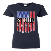 Stand ponosan na američku zastavu Americana American American Pride Womens Grafička majica, Šumska zelena,