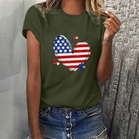 Žene patriotske majice Američka zastava kratkih rukava Grafički slatki srce tiskani tee Top Crewneck Ljetne majice