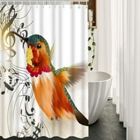 Hummingbird i note za zavjese za tuširanje s kukama šarene ljupke ptice Elegantne romantične glazbene