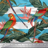 Tropički listovi za baršun Soimoi, Tropske listove, pruga i papagajnog ptica Ispis tkanina sa dvorištem