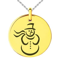 Snowman od medenjaka od nehrđajućeg čelika ugraviran mali medaljon krug šarm privjesak ogrlica