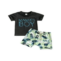 Bagilaanoe Toddler Baby Boy kratke hlače Podesite slovo kratkih rukava Tors Tors + kratke hlače 3T Djeca