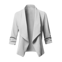 Blazer za žene s dugim rukavima šal od jakne sa sobom modna čvrsta boja otvoreni prednji obrezirani