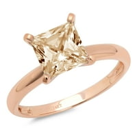 1. CT sjajna princeza CUT Prirodni morgatit 14K Rose Gold Solitaire prsten SZ 9.5