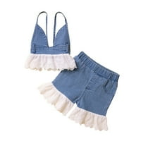 Rovga Toddler Girls Outfit Sets Kids Toddler Baby Spring Summer Pamuk rukavice ruffle prsluk kratke