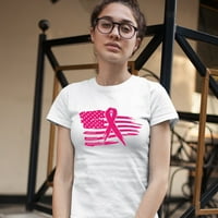 TEE Hunt ružičasta traka za zastavu Ženska majica za majicu za dojku Svjesnost za preživljavanje, košulja, bijela, xx-velika