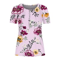Bluze za žene Dressy Ležerne prilike V V izrez kratki rukav plus veličina Slim Fit modne cvjetne bluze