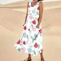 Ženski ljetni casual bez rukava V izrez Strappy Split Labava haljina plaža Poklopac duge Cami Maxi haljine