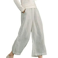 Capris za žene sa džepovima Ženska višestruka boja pamučna posteljina labava casual širokim nogama Capris