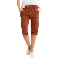 Poslovne casual pantalone za žene Stretch ženske pet bodova hlače od pune boje kotrljane noge kotrljane