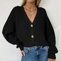 Rovga ženski džemper s dugim rukavima otvoren prednji kardigan gumb labava gornja odjeća modna ženska
