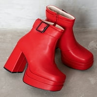 Ymiytan ženske kaiševe cipele za spajanje radne klizne kvadratne nožne haljine bootie modne pseće plijene crvene 5,5