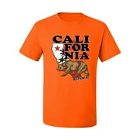 Divlji Bobby, Kalifornija Republika Cali Bear Pop kultura Muška grafička majica, Narančasta, 3xL