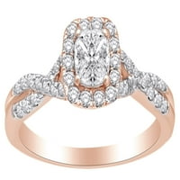 14k ruža zlato 0. CT bijeli prirodni dijamantni nosač zaručnika za vjenčani prsten sa veličinom prstena-6,5