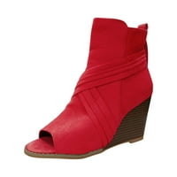 Ženske sandale Crvene sandale sa rhinestones za žene Dame patentne sandale za žene klinovi Modne ležerne