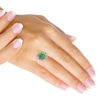 Sterling srebrni prsten za žene - tinejdžeri bakar zeleni tirkizni dragulj Srebrna prsten veličine modne